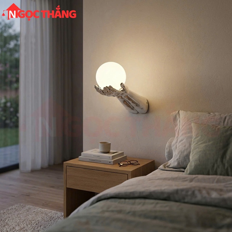 Đèn treo tường trang trí phòng khách phòng ngủ Led vàng 220V Màu Chorme GT421 Ngọc Thắng