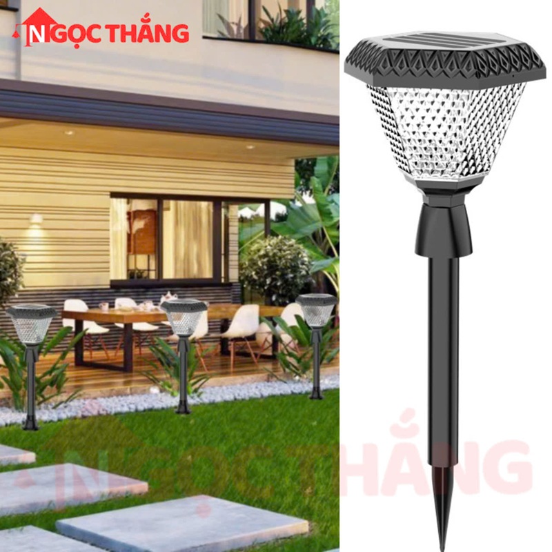 Đèn trụ sân vườn năng lượng mặt trời ghim cỏ trang trí ngoài trời Led 5W Pin 2000mAh GC800 Ngọc Thắng