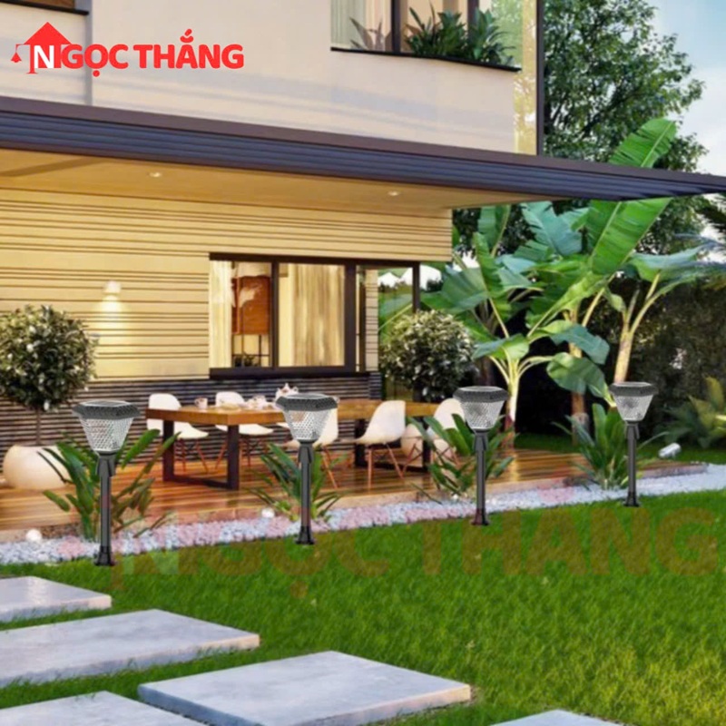 Đèn trụ sân vườn năng lượng mặt trời ghim cỏ trang trí ngoài trời Led 5W Pin 2000mAh GC800 Ngọc Thắng - Ảnh 5