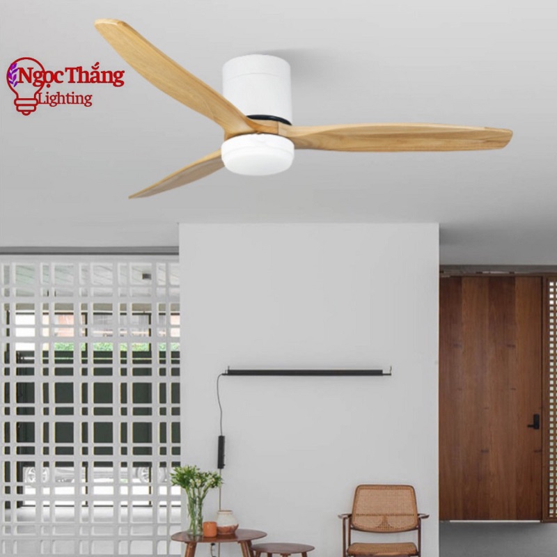 Quạt Trần Đèn 3 Cánh Gỗ Trang Trí Sảnh Phòng Khách Cao Cấp VF36 Ngọc Thắng (Kèm remote điều khiển từ xa)