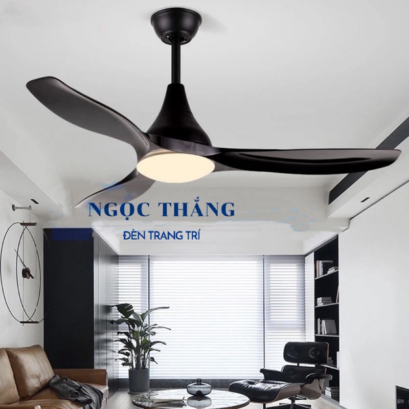 Quạt Trần Đèn Led 3 Cánh Trang Trí Sảnh Phòng Khách Cao Cấp QT52153 Ngọc Thắng (Tặng kèm remote điều khiển từ xa)