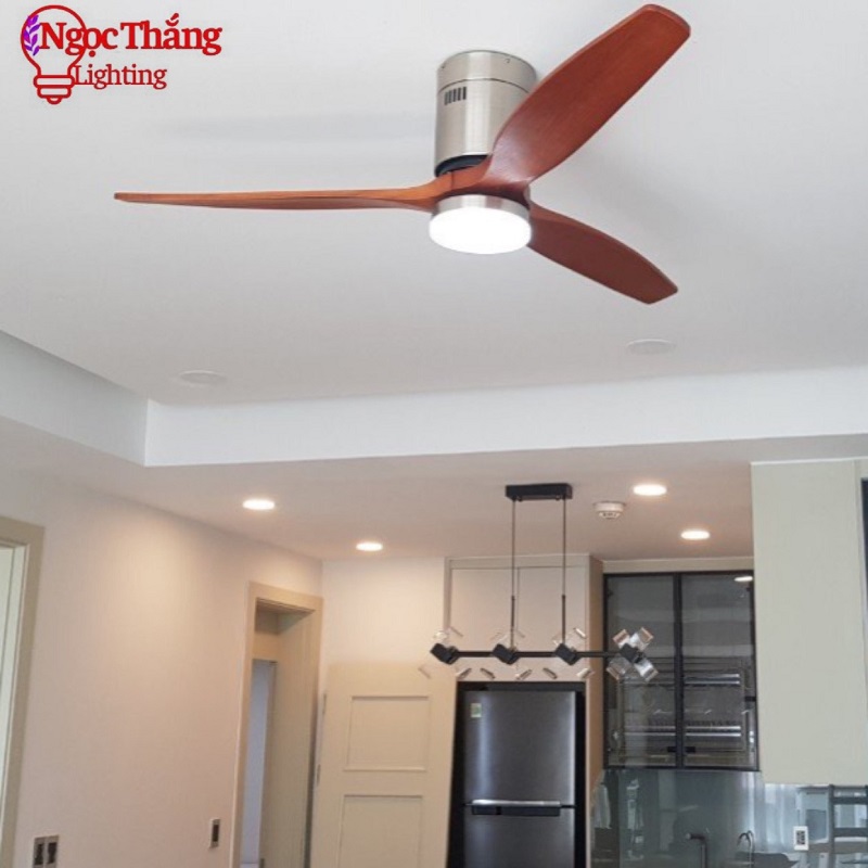 Quạt Trần Đèn Led 3 Cánh Gỗ Trang Trí Sảnh Phòng Khách Cao Cấp VF37 Ngọc Thắng (Kèm remote điều khiển từ xa)
