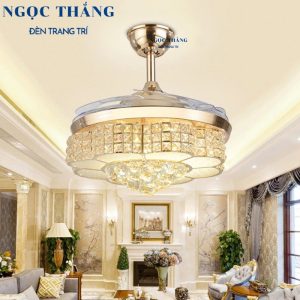 Quạt Trần Đèn Chùm Pha Lê Cánh Xếp Trang trí Phòng Khách Cao Cấp VF21 Ngọc Thắng (Kèm remote điều khiển từ xa) - Ảnh 6