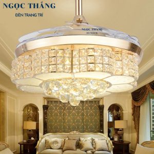 Alternative view of Quạt Trần Đèn Chùm Pha Lê Cánh Xếp Trang trí Phòng Khách Cao Cấp VF21 Ngọc Thắng (Kèm remote điều khiển từ xa)