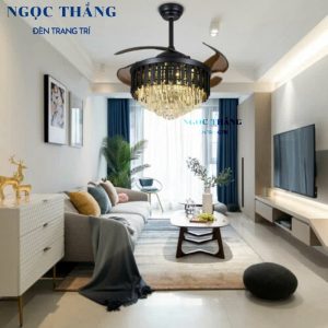 Quạt Trần Đèn Chùm Pha Lê Trang trí Phòng Khách Cao Cấp VF82 Ngọc Thắng (Kèm remote điều khiển từ xa)