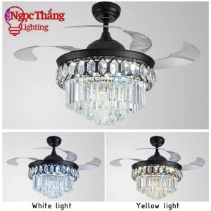 Alternative view of Quạt Trần Đèn Chùm Pha Lê Trang trí Phòng Khách Cao Cấp VF83 Ngọc Thắng (Kèm remote điều khiển từ xa)
