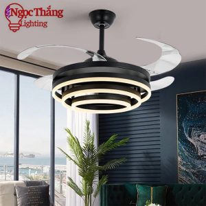 Alternative view of Quạt Trần Đèn Led 4 Cánh Xếp Trang Trí Sảnh Phòng Khách Cao Cấp VF53 Ngọc Thắng (Tặng kèm remote điều khiển từ xa)