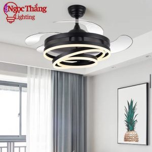 Quạt Trần Đèn Led 4 Cánh Xếp Trang Trí Sảnh Phòng Khách Cao Cấp VF53 Ngọc Thắng (Tặng kèm remote điều khiển từ xa) - Ảnh 8