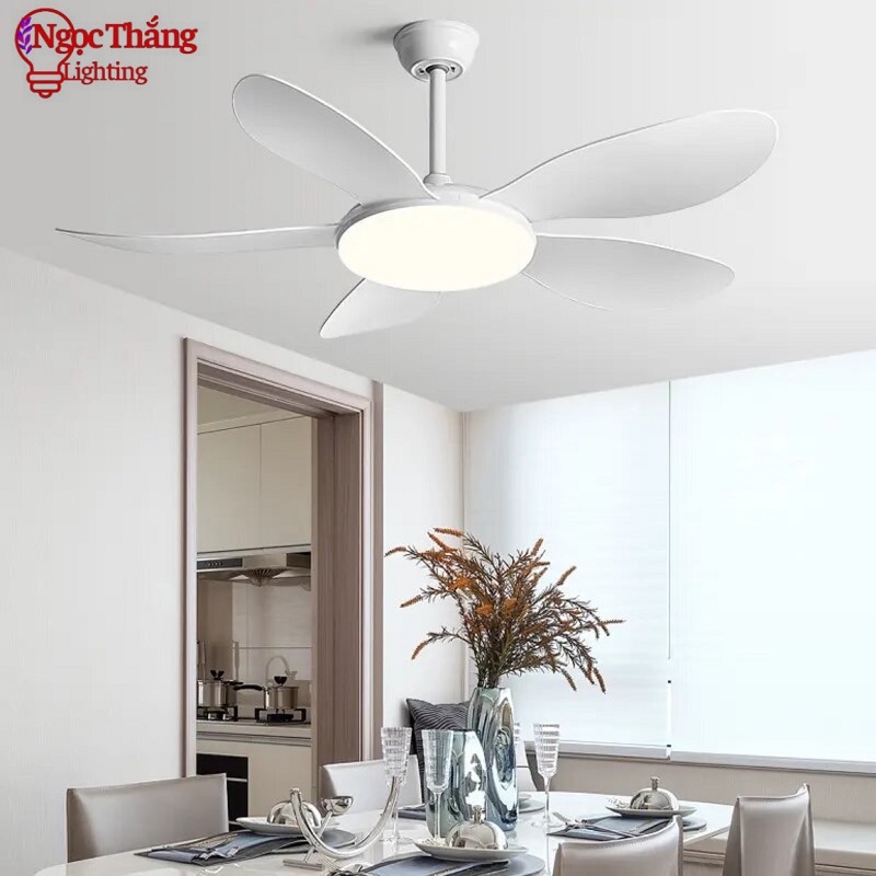 Quạt Trần Đèn 5 Cánh Trang Trí Sảnh Phòng Khách Cao Cấp Led 3 Chế Độ Màu VF54 Ngọc Thắng (Kèm remote điều khiển từ xa)