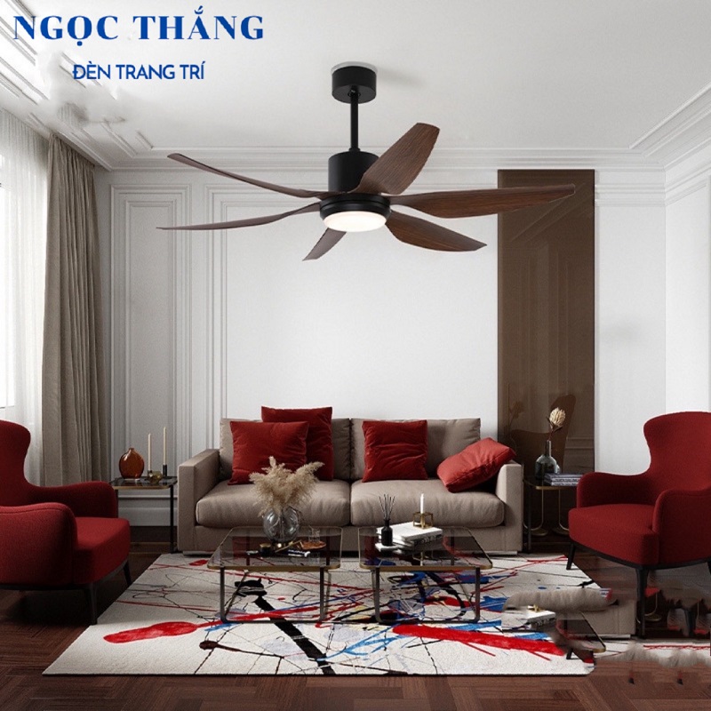 Quạt Trần Đèn Led 6 Cánh Trang Trí Sảnh Phòng Khách Cao Cấp VF64 Ngọc Thắng (Kèm remote điều khiển từ xa) - Ảnh 6