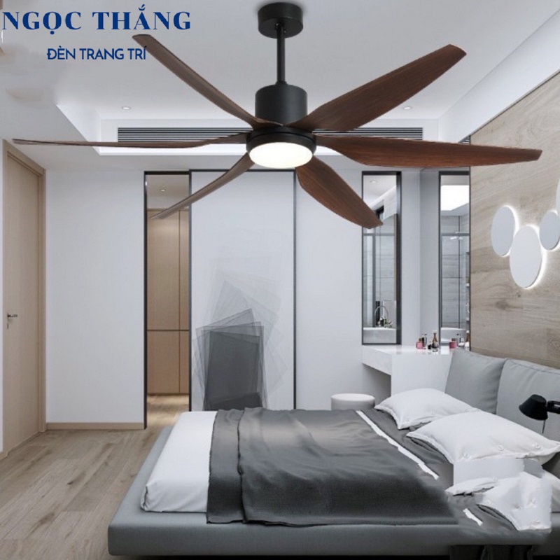 Quạt Trần Đèn Led 6 Cánh Trang Trí Sảnh Phòng Khách Cao Cấp VF64 Ngọc Thắng (Kèm remote điều khiển từ xa)