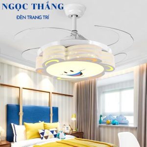 Quạt Trần Đèn Led Cánh Xếp Trang Trí Phòng Ngủ Cho Bé Hình Mặt Trời VF30 Ngọc Thắng (Tặng kèm remote điều khiển từ xa)