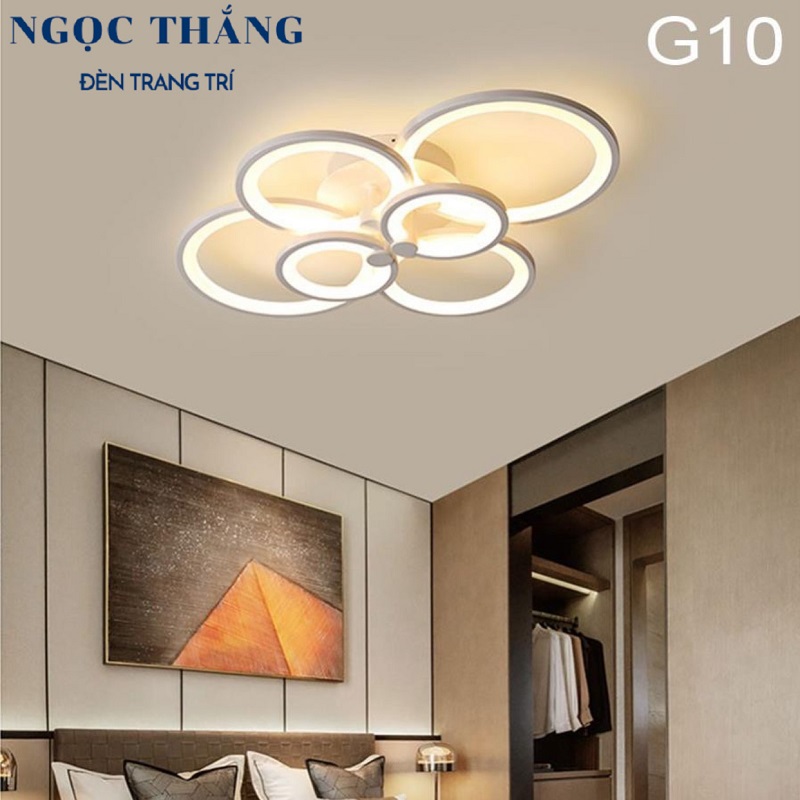 Đèn Mâm LED 6 Cánh Ốp Trần Hiện Đại Trang Trí Phòng Khách MO901A Ngọc Thắng (Tặng kèm remote điều khiển từ xa)