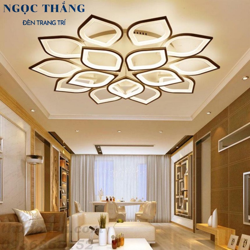 Đèn Mâm LED 15 Cánh Ốp Trần Hiện Đại Trang Trí Phòng Khách MO923B Ngọc Thắng (Tặng kèm remote điều khiển từ xa)