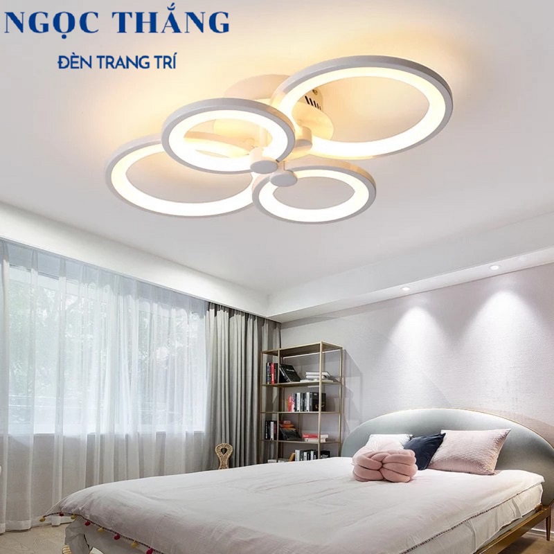 Đèn Mâm LED 4 Cánh Ốp Trần Hiện Đại Trang Trí Phòng Khách MO917 Ngọc Thắng (Tặng kèm remote điều khiển từ xa)