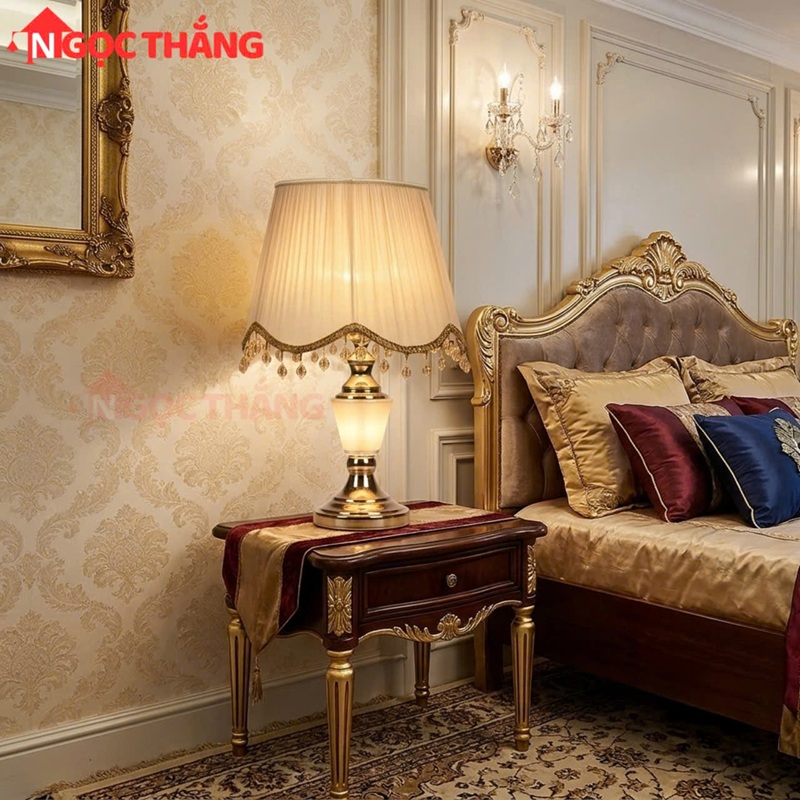 Đèn bàn cổ điển trang trí phòng ngủ phòng khách bàn làm việc E27 220V ĐB80759 Ngọc Thắng - Ảnh 5