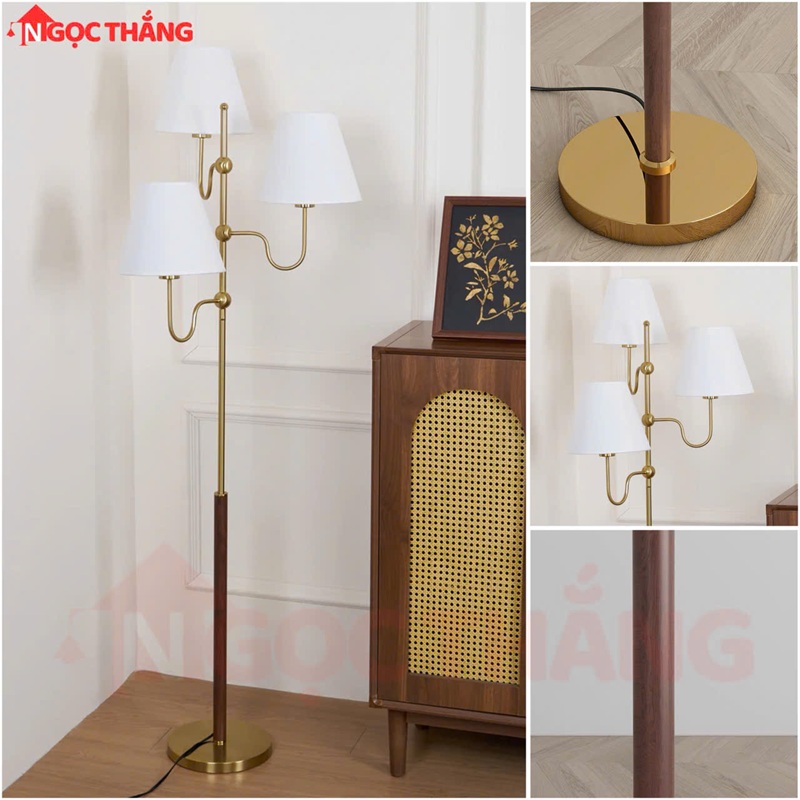 Đèn Cây Đứng Cao 150cm Trang Trí Phòng Khách Phòng Ngủ ĐB6392C Ngọc Thắng (Kèm bóng Led vàng 12W) - Ảnh 8