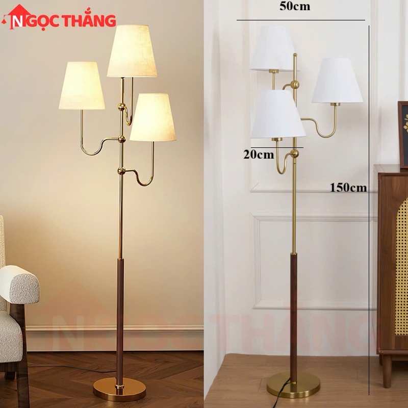 Đèn Cây Đứng Cao 150cm Trang Trí Phòng Khách Phòng Ngủ ĐB6392C Ngọc Thắng (Kèm bóng Led vàng 12W) - Ảnh 6