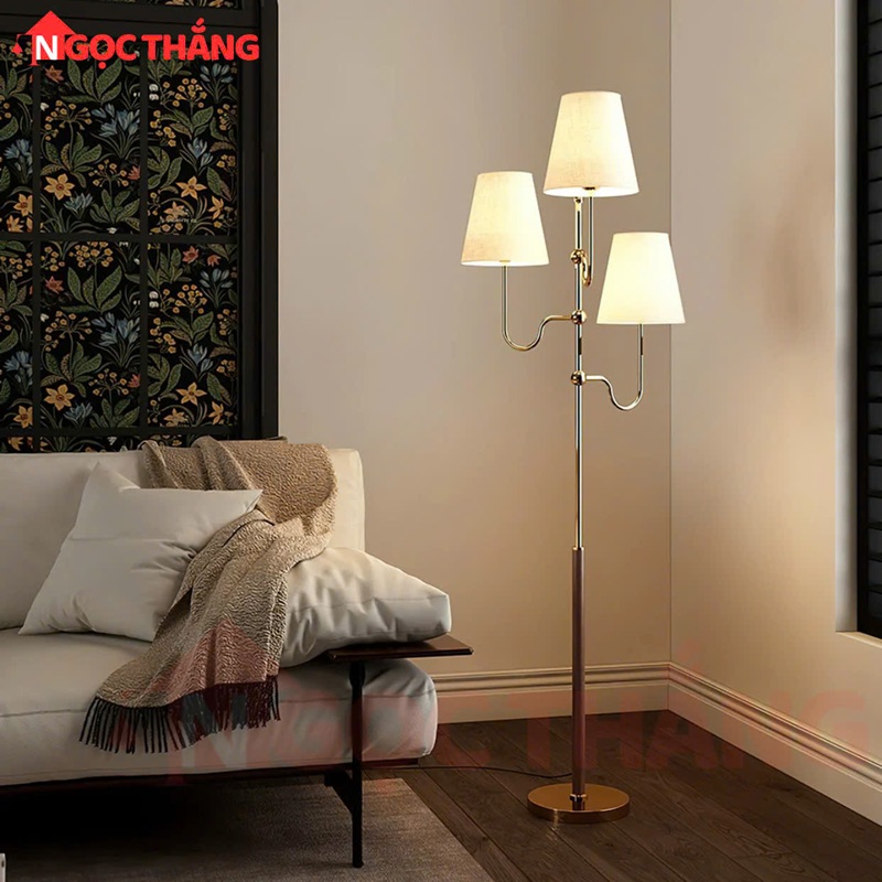 Đèn Cây Đứng Cao 150cm Trang Trí Phòng Khách Phòng Ngủ ĐB6392C Ngọc Thắng (Kèm bóng Led vàng 12W) - Ảnh 3