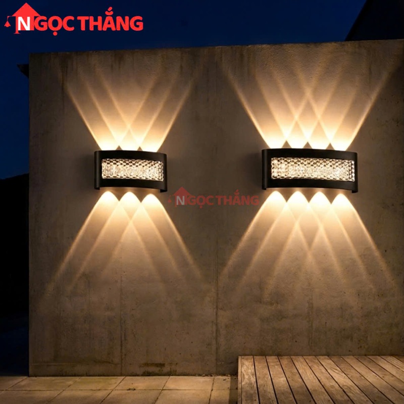 Đèn tường ngoài trời hắt 8 tia trang trí cầu thang Led 12W 220V VNT0508/8 Tân Phát