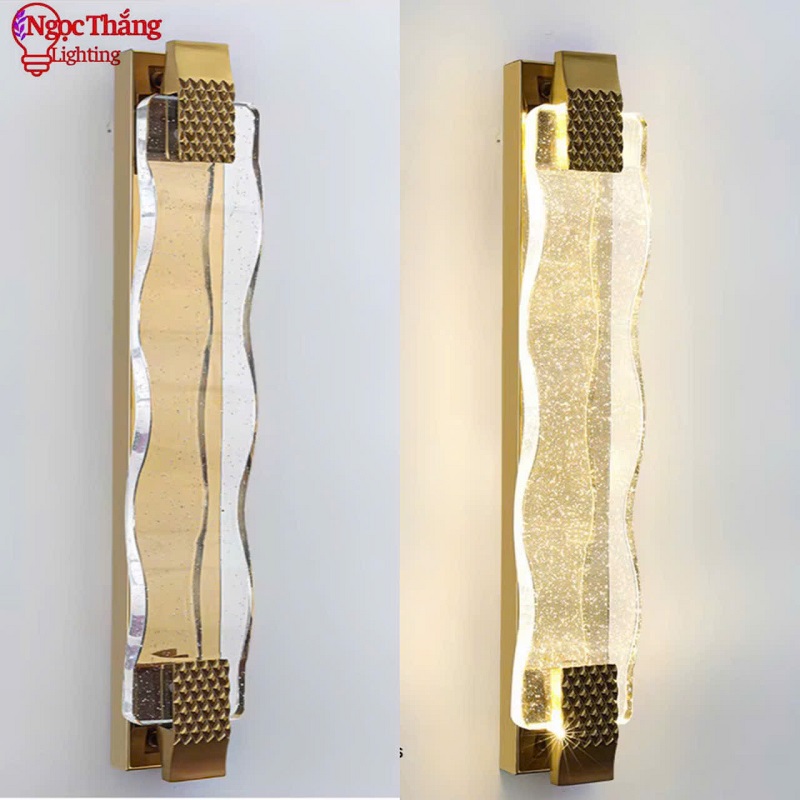 Đèn treo tường pha lê 50cm trang trí phòng ngủ phòng khách cầu thang Led 3 màu 12W V0761 Ngọc Thắng