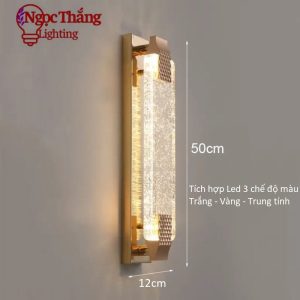 Alternative view of Đèn Led treo tường ốp tường pha lê 50cm trang trí phòng ngủ phòng khách 15W Led 3 màu V0336 Ngọc Thắ