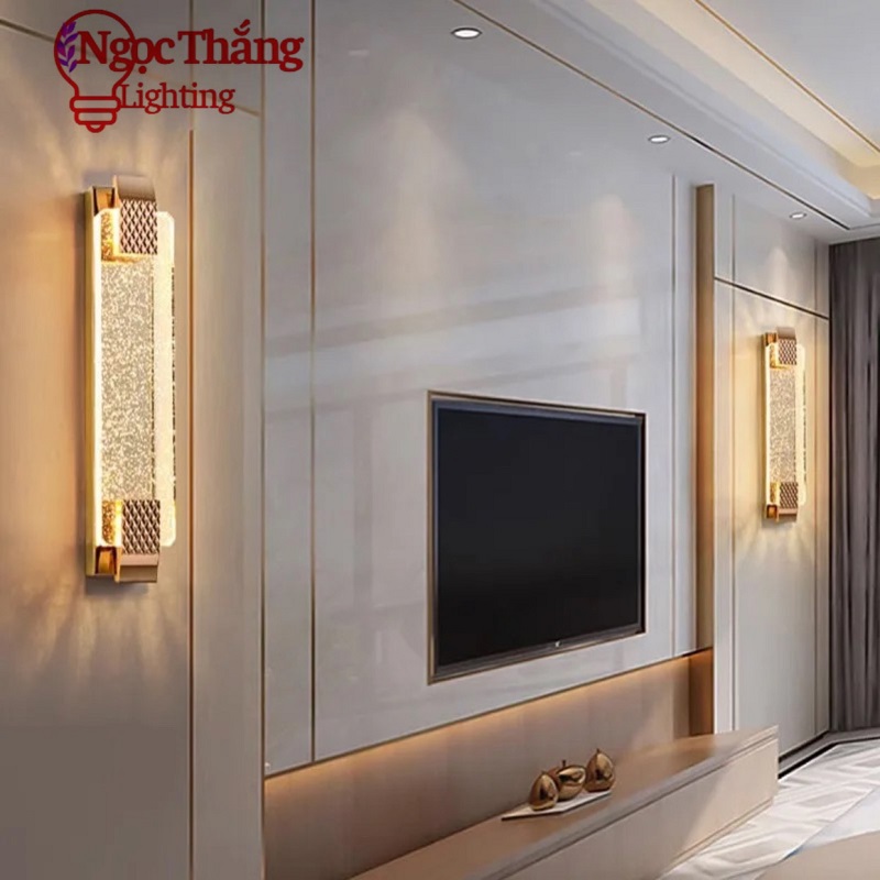 Đèn Led treo tường ốp tường pha lê 50cm trang trí phòng ngủ phòng khách 15W Led 3 màu V0336 Ngọc Thắ - Ảnh 9