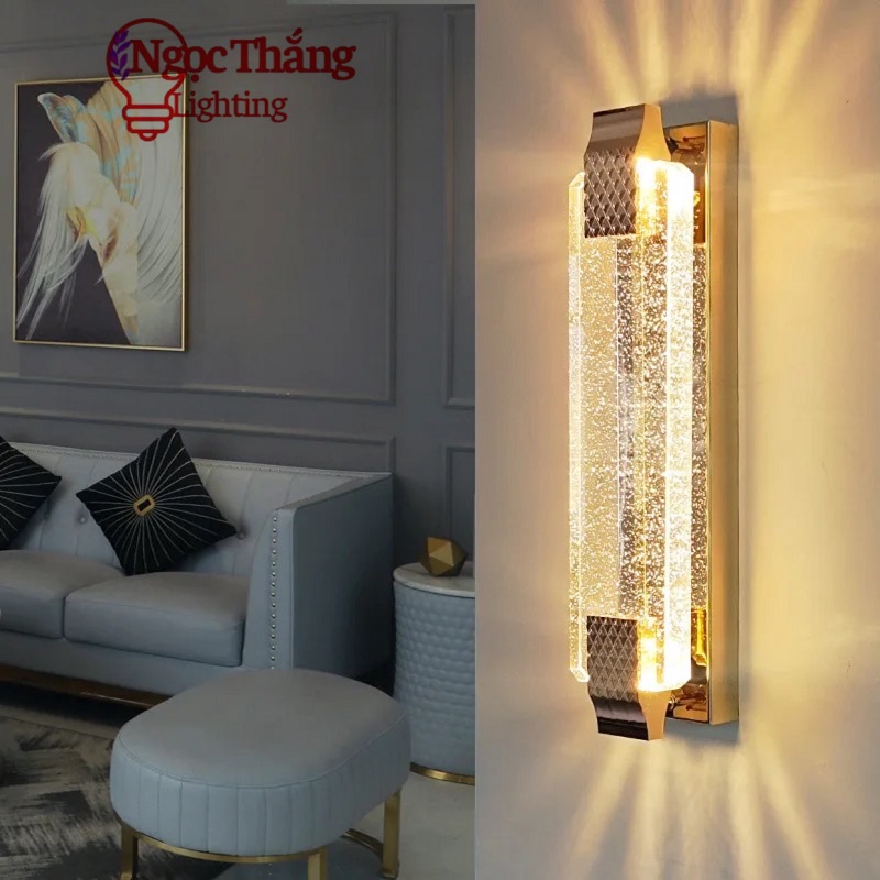 Đèn Led treo tường ốp tường pha lê 50cm trang trí phòng ngủ phòng khách 15W Led 3 màu V0336 Ngọc Thắ - Ảnh 7