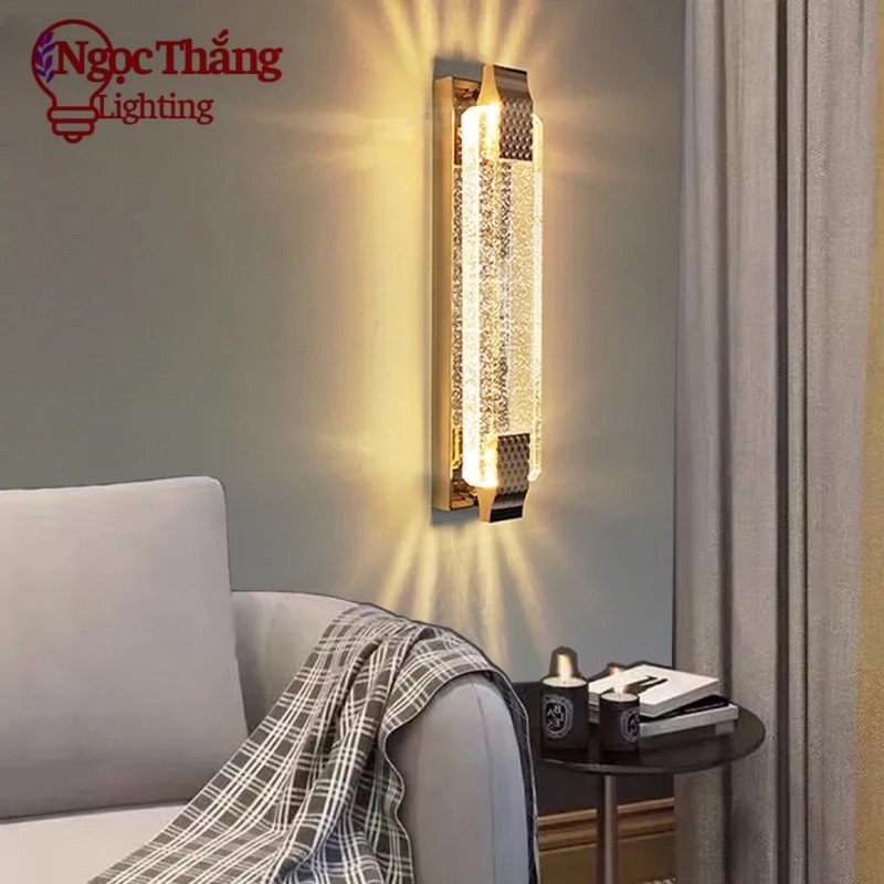 Đèn Led treo tường ốp tường pha lê 50cm trang trí phòng ngủ phòng khách 15W Led 3 màu V0336 Ngọc Thắ - Ảnh 6