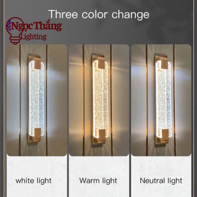 Đèn Led treo tường ốp tường pha lê 50cm trang trí phòng ngủ phòng khách 15W Led 3 màu V0336 Ngọc Thắ - Ảnh 5