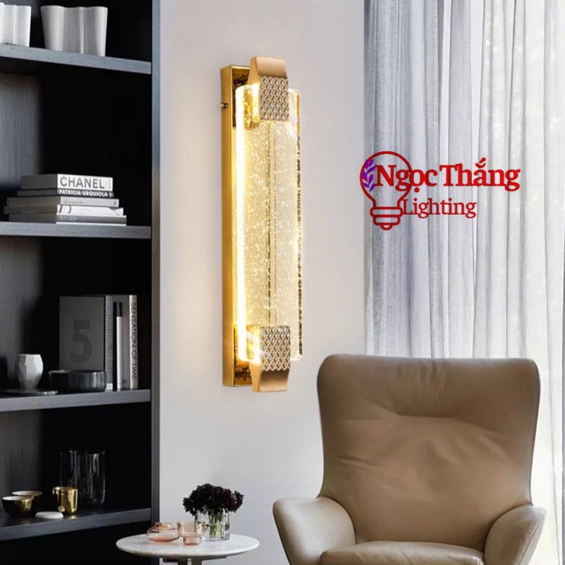 Đèn Led treo tường ốp tường pha lê 50cm trang trí phòng ngủ phòng khách 15W Led 3 màu V0336 Ngọc Thắ - Ảnh 4
