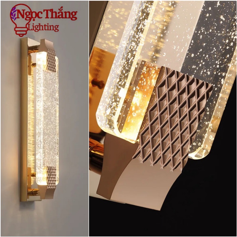 Đèn Led treo tường ốp tường pha lê 50cm trang trí phòng ngủ phòng khách 15W Led 3 màu V0336 Ngọc Thắ - Ảnh 13