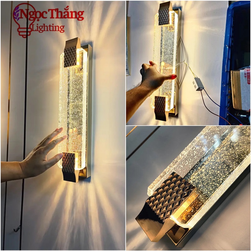 Đèn Led treo tường ốp tường pha lê 50cm trang trí phòng ngủ phòng khách 15W Led 3 màu V0336 Ngọc Thắ - Ảnh 12