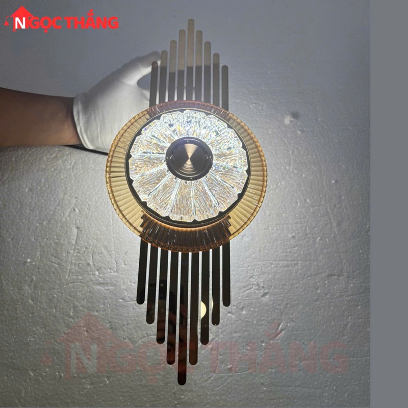 Đèn led treo tường ốp tường pha lê trang trí phòng khách phòng ngủ Led 3 màu GT430 220V Ngọc Thắng - Ảnh 4