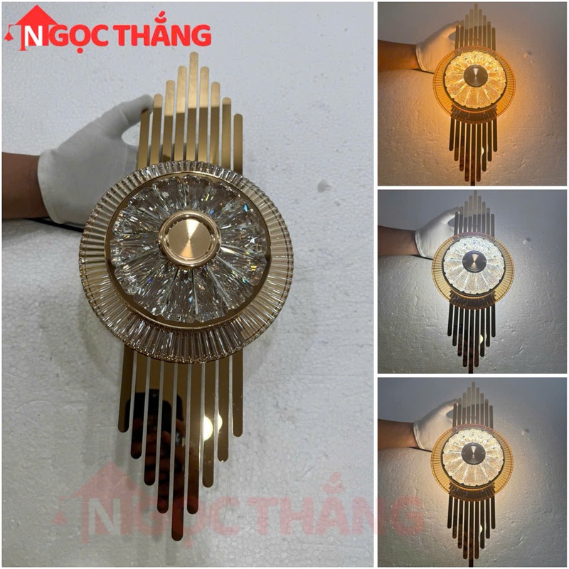 Đèn led treo tường ốp tường pha lê trang trí phòng khách phòng ngủ Led 3 màu GT430 220V Ngọc Thắng - Ảnh 2