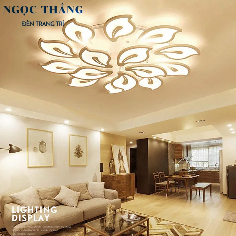 Đèn Mâm LED 15 Cánh Ốp Trần Hiện Đại Trang Trí Phòng Khách MT3606/15 Ngọc Thắng (Tặng kèm remote điều khiển từ xa) - Ảnh 2