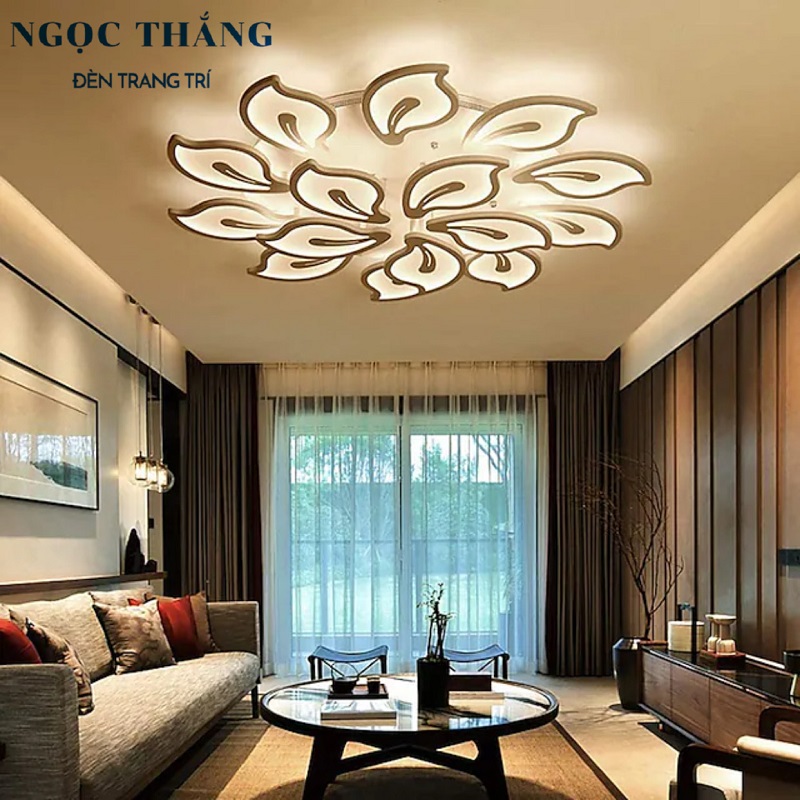 Đèn Mâm LED 15 Cánh Ốp Trần Hiện Đại Trang Trí Phòng Khách MT3606/15 Ngọc Thắng (Tặng kèm remote điều khiển từ xa)