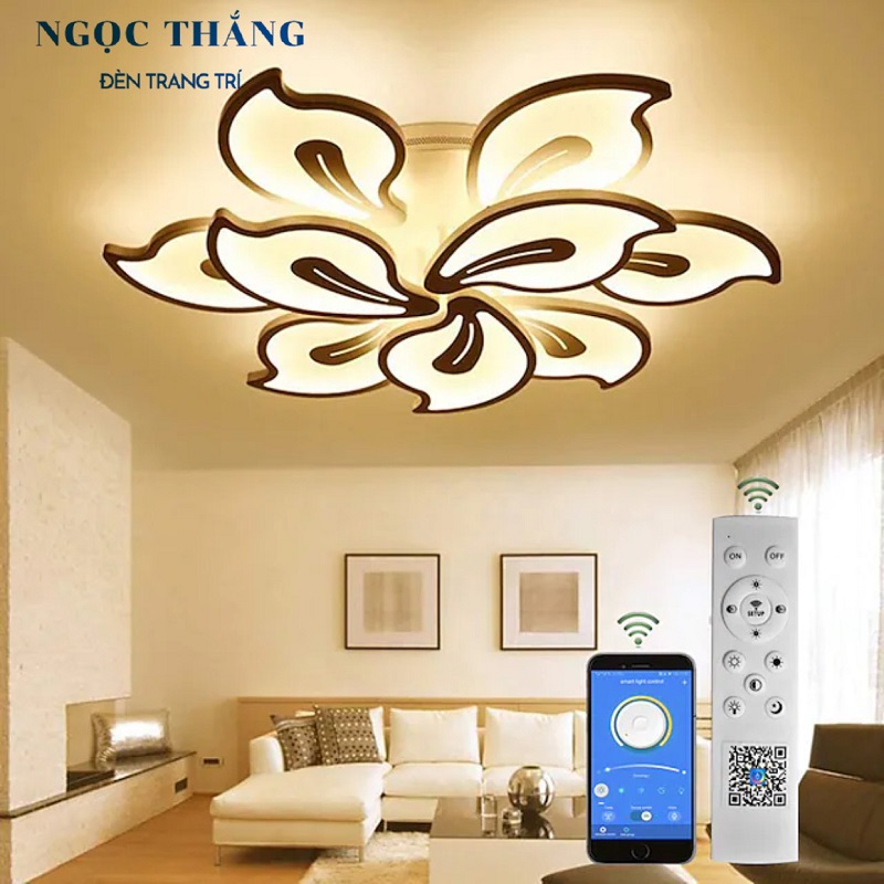 Đèn Mâm LED 9 Cánh Ốp Trần Hiện Đại Trang Trí Phòng Khách MT3606/9 Ngọc Thắng (Tặng kèm remote điều khiển từ xa)