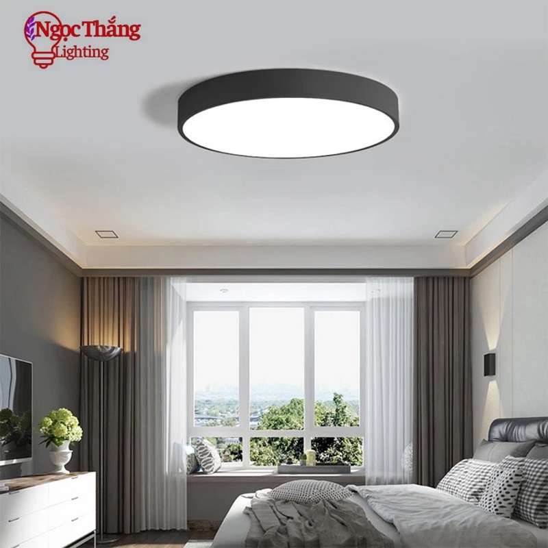 Đèn Mâm Ốp Trần Tròn Hiện Đại Trang Trí Phòng Khách Phòng Ngủ Led 3 Màu OP1247 Ngọc Thắng Kèm remote - Ảnh 10