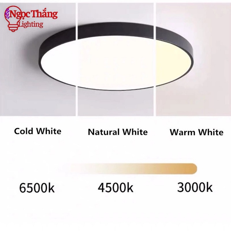 Đèn Mâm Ốp Trần Tròn Hiện Đại Trang Trí Phòng Khách Phòng Ngủ Led 3 Màu OP1247 Ngọc Thắng Kèm remote - Ảnh 5