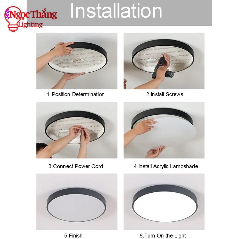 Đèn Mâm Ốp Trần Tròn Hiện Đại Trang Trí Phòng Khách Phòng Ngủ Led 3 Màu OP1247 Ngọc Thắng Kèm remote - Ảnh 6
