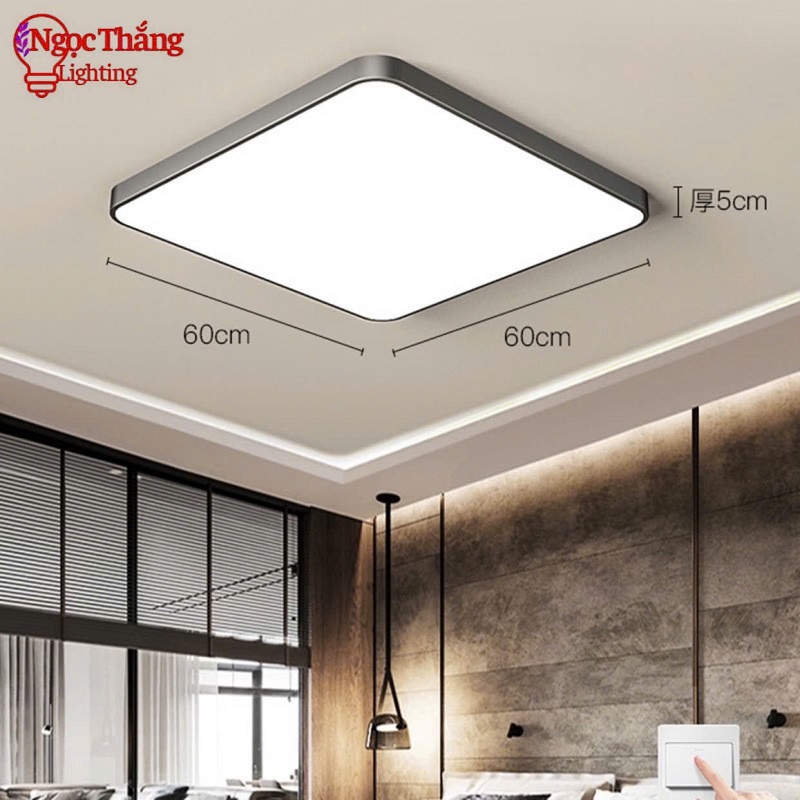 Đèn Mâm Ốp Trần Tròn Hiện Đại Trang Trí Phòng Khách Phòng Ngủ Led 3 Màu OP1247 Ngọc Thắng Kèm remote - Ảnh 3