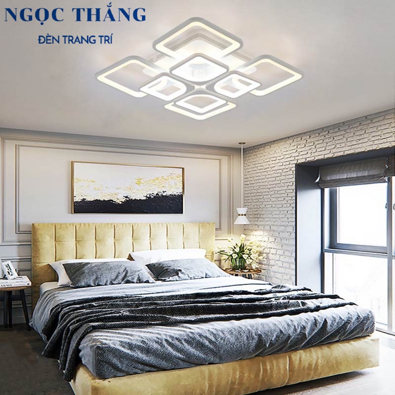 Đèn Mâm LED 8 Cánh Ốp Trần Hiện Đại Trang Trí Phòng Khách MT3613/4+4 Ngọc Thắng Kèm Remote - Ảnh 6