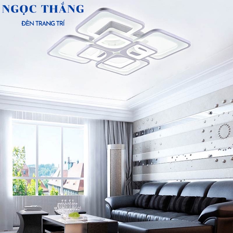 Đèn Mâm LED 8 Cánh Ốp Trần Hiện Đại Trang Trí Phòng Khách MT3613/4+4 Ngọc Thắng Kèm Remote - Ảnh 5