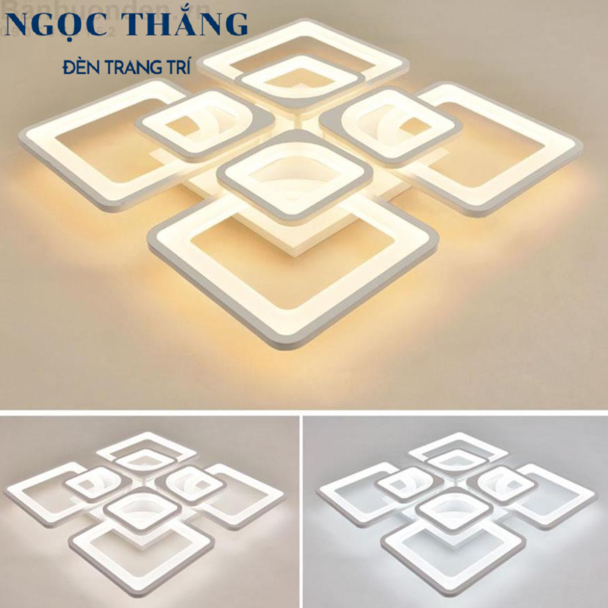 Đèn Mâm LED 8 Cánh Ốp Trần Hiện Đại Trang Trí Phòng Khách MT3613/4+4 Ngọc Thắng Kèm Remote - Ảnh 2