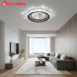 Đèn Mâm Ốp Trần 50cm Trang Trí Phòng Khách Phòng Ngủ Led 3 Màu 40W MT920 Ngọc Thắng Kèm Remote - Ảnh 3