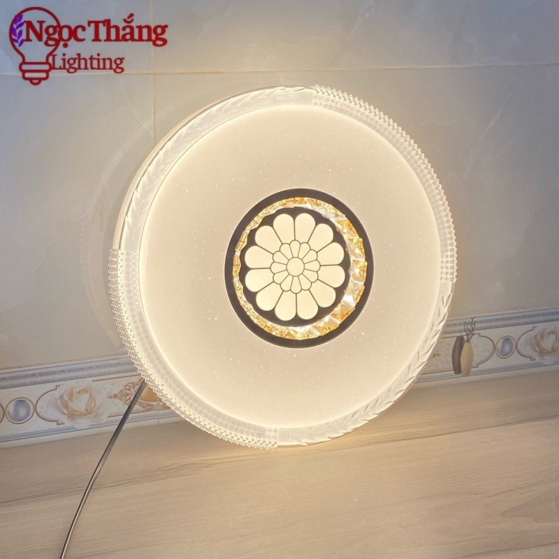 Đèn Mâm Ốp Trần Hiện Đại 40cm Trang Trí Phòng Khách Phòng Ngủ Led 3 Chế Độ Màu MN60 Ngọc Thắng