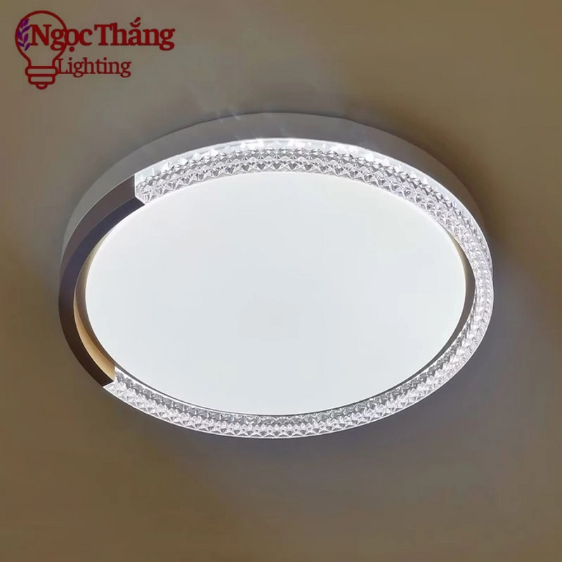 Đèn Mâm Ốp Trần Hiện Đại 40cm Trang Trí Phòng Khách Phòng Ngủ Led 3 Chế Độ Màu MN6375 Ngọc Thắng