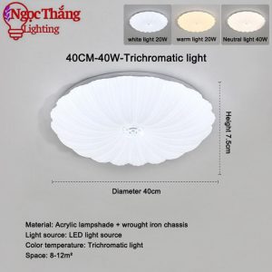Alternative view of Đèn Mâm Ốp Trần Hiện Đại 40cm Trang Trí Phòng Khách Phòng Ngủ Led 3 Chế Độ Màu MN6385 Ngọc Thắng