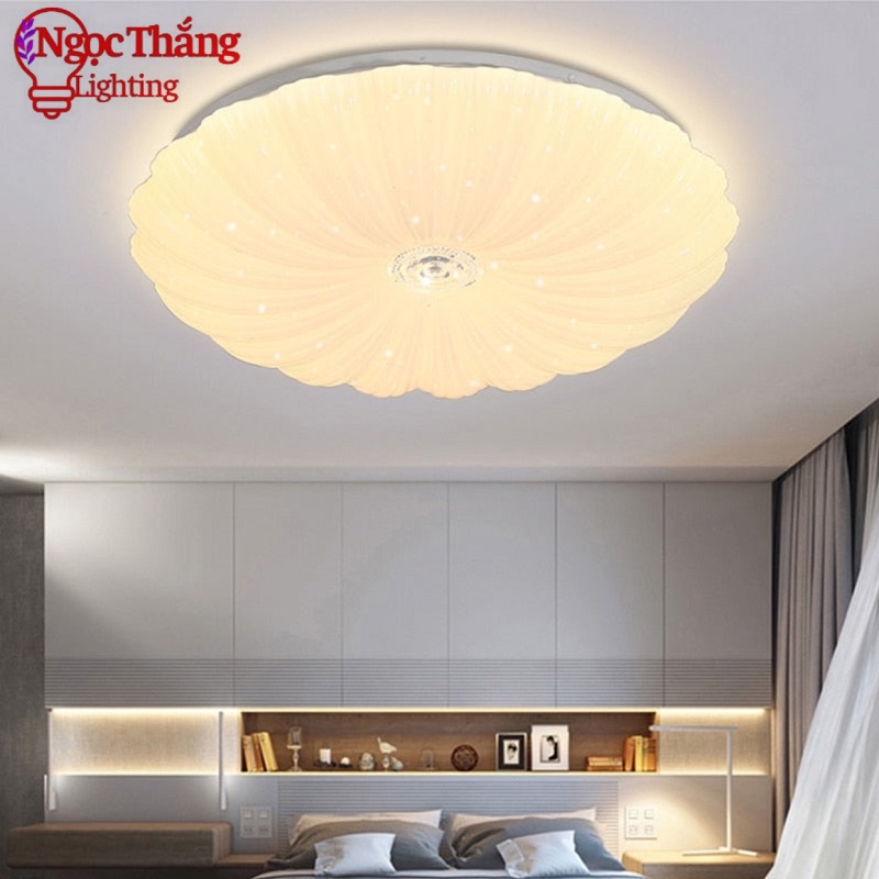 Đèn Mâm Ốp Trần Hiện Đại 40cm Trang Trí Phòng Khách Phòng Ngủ Led 3 Chế Độ Màu MN6385 Ngọc Thắng